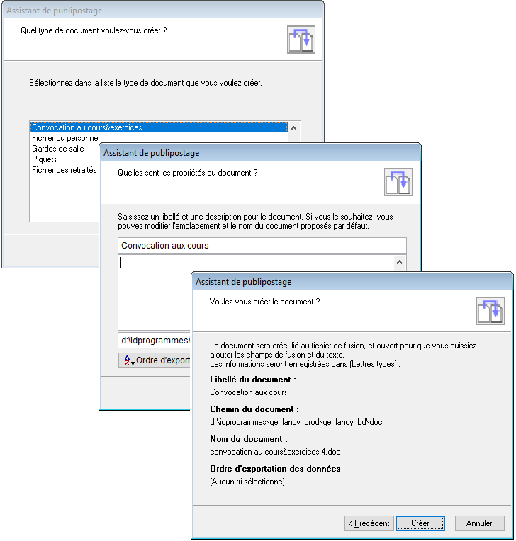 Gestion des modèles de courrier